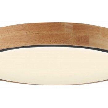 LED lubų šviestuvas, 60W, juodas/medžio, CCT šviesa, nuotolinis valdymas