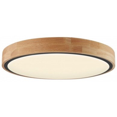 LED lubų šviestuvas, 60W, juodas/medžio, CCT šviesa, nuotolinis valdymas