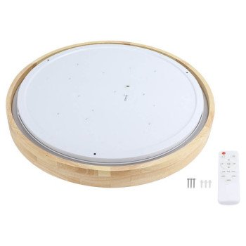 LED lubų šviestuvas, 60W, juodas/medžio, CCT šviesa, nuotolinis valdymas