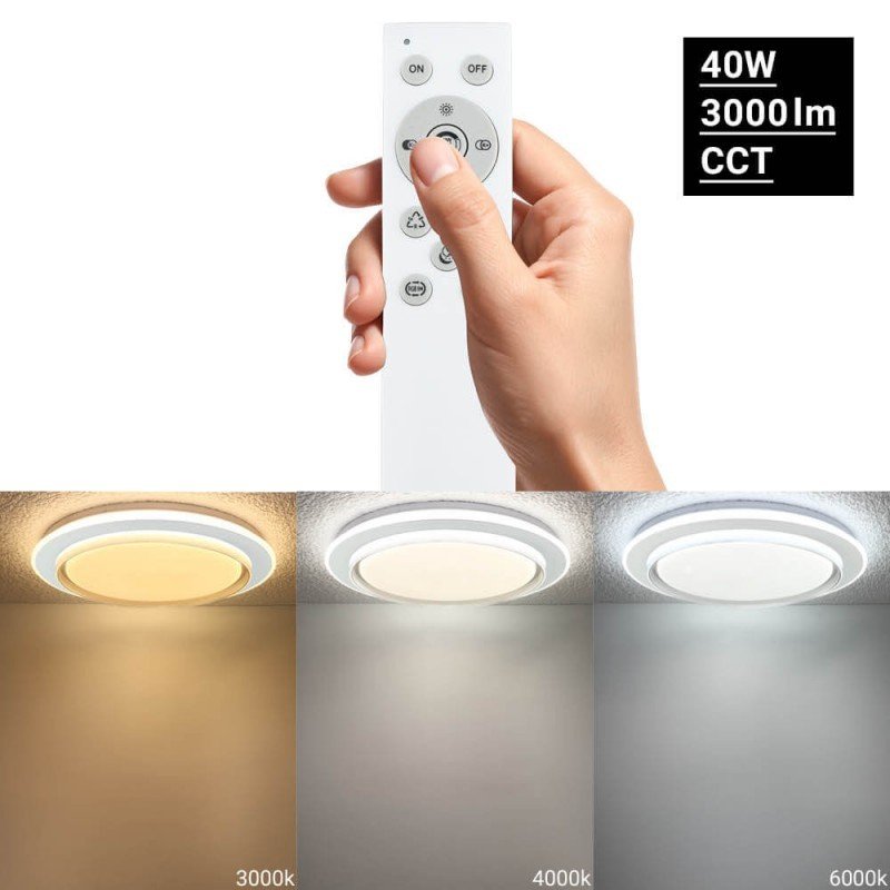 LED lubų šviestuvas, 40W, apvalus, juodas, atmintis, nuotolinis valdymas, RGB, CCT šviesa LED lubų šviestuvas, 40W, apvalus, juodas, atmintis, nuotolinis valdymas, RGB, CCT šviesa