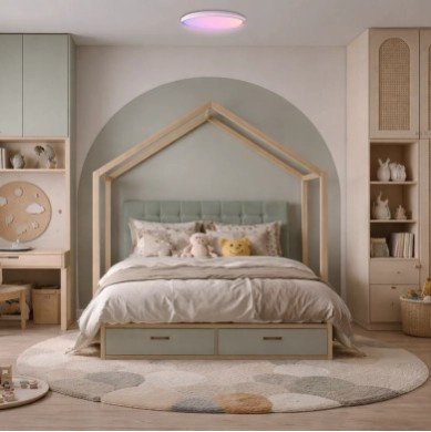 LED lubų šviestuvas, 40W, apvalus, juodas, atmintis, nuotolinis valdymas, RGB, CCT šviesa