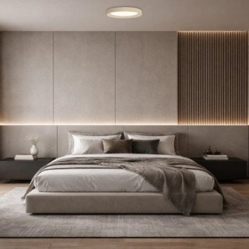LED lubų šviestuvas, 60W, apvalus, smėlio, CCT šviesa