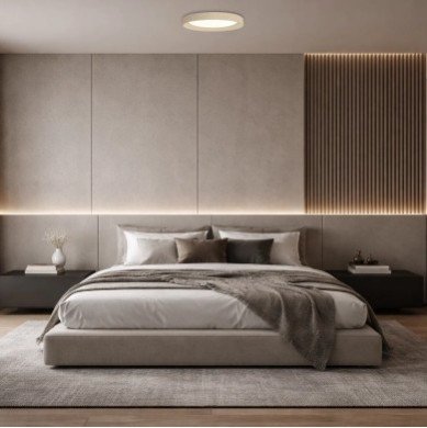 LED lubų šviestuvas, 60W, apvalus, smėlio, CCT šviesa