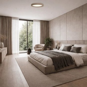 LED lubų šviestuvas, 60W, apvalus, rudo smėlio, CCT šviesa