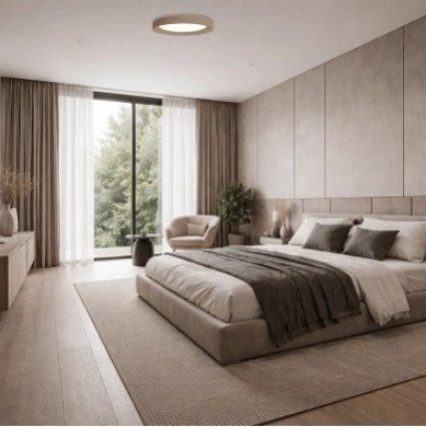LED lubų šviestuvas, 60W, apvalus, rudo smėlio, CCT šviesa