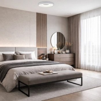 LED lubų šviestuvas, 36W, apvalus, pilkas, atmintis, nuotolinis valdymas, CCT šviesa