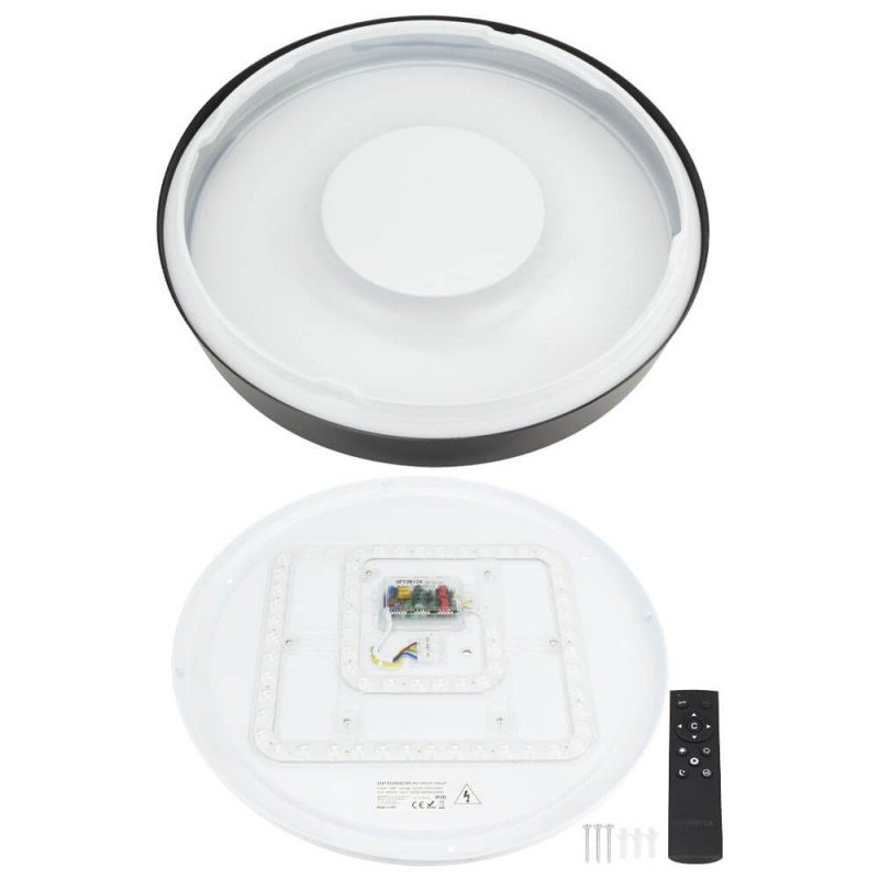 LED lubų šviestuvas, 36W, apvalus, juodas, atmintis, nuotolinis valdymas, CCT šviesa LED lubų šviestuvas, 36W, apvalus, juodas, atmintis, nuotolinis valdymas, CCT šviesa