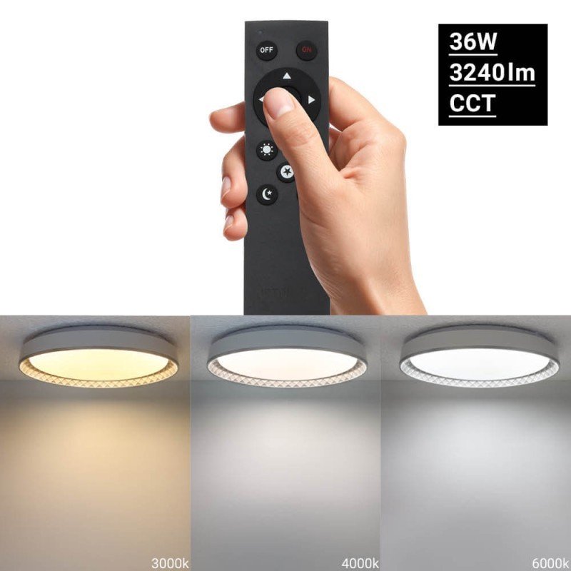 LED lubų šviestuvas, 20W, apvalus, sidabrinis, atmintis, nuotolinis valdymas, CCT šviesa