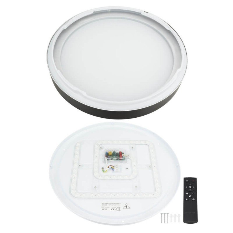 LED lubų šviestuvas, 36W, apvalus, juodas/riešutmedis, atmintis, nuotolinis valdymas, CCT šviesa LED lubų šviestuvas, 36W, apvalus, juodas/riešutmedis, atmintis, nuotolinis valdymas, CCT šviesa