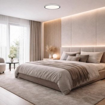 LED lubų šviestuvas, 36W, apvalus, juodas/baltas, atmintis, nuotolinis valdymas, CCT šviesa