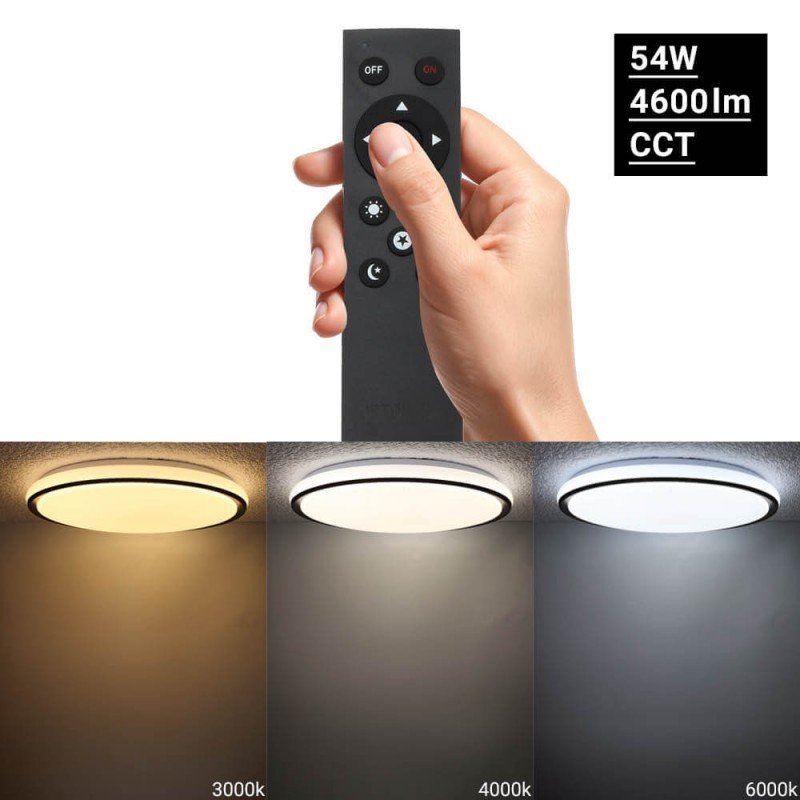 LED lubų šviestuvas, 36W, apvalus, juodas/baltas, atmintis, nuotolinis valdymas, CCT šviesa LED lubų šviestuvas, 36W, apvalus, juodas/baltas, atmintis, nuotolinis valdymas, CCT šviesa