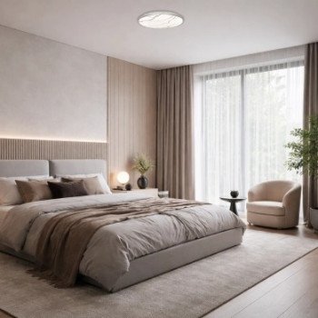 LED lubų šviestuvas, 20W, apvalus, baltas akmuo, atmintis, nuotolinis valdymas, CCT šviesa