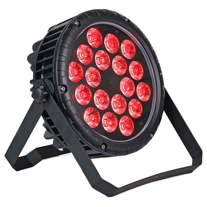 LED PAR prožektorius, 18x10W, RGBW, plokščias, vandeniui atsparus, 4in1 LED PAR prožektorius, 18x10W, RGBW, plokščias, vandeniui atsparus, 4in1