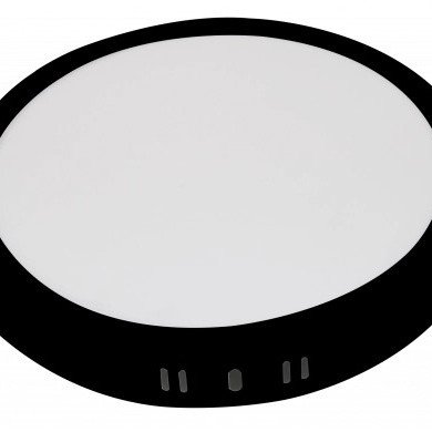 LED paviršinė panelė, apvali, juoda, 24W, CCT šviesa