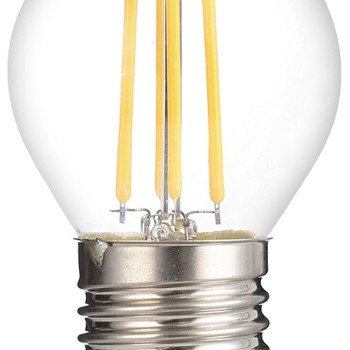 LED lemputė E27 G45 4W, dimeriuojama, skaidri, šilta balta šviesa