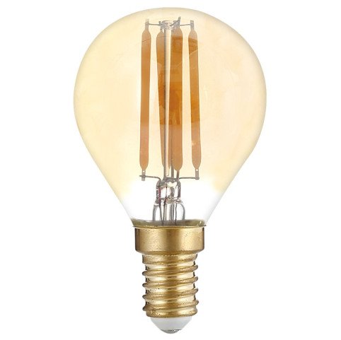 LED lemputė E14 G45 4W, dimeriuojama, auksinė, šilta balta šviesa