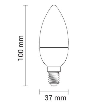 LED lemputė E14 C37 5.5W, neutrali balta šviesa