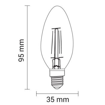 LED lemputė E14 C35 4W, dimeriuojama, neutrali balta šviesa