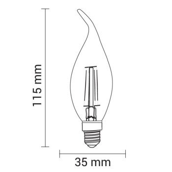 LED lemputė E14 C35 4W, tip, neutrali balta šviesa