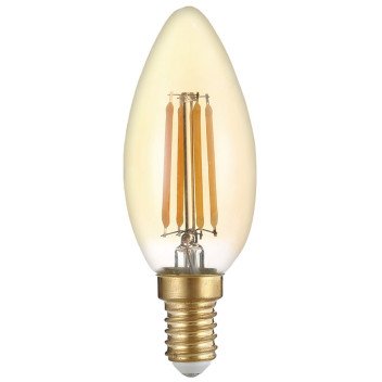 LED lemputė E14 C35 4W, auksinė, šilta balta šviesa