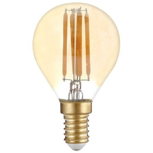 LED lemputė E14 G45 4W, auksinė, šilta balta šviesa