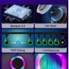 LED bėginis šviestuvas, 1F, 11W, Bluetooth garsiakalbis, nuotolinis valdymas, juodas, RGB spalvos LED bėginis šviestuvas, 1F, 11W, Bluetooth garsiakalbis, nuotolinis valdymas, juodas, RGB spalvos