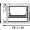Profilis LED juostai, įleidžiamas, pilkas, baltas dangtelis, 29.8x20mm Profilis LED juostai, įleidžiamas, pilkas, baltas dangtelis, 29.8x20mm