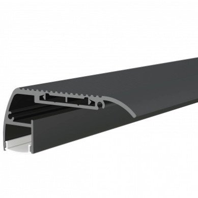 Profilis LED juostai, paviršinis, juodas, baltas dangtelis, 63.5x27.3mm