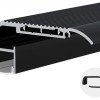 Profilis LED juostai, paviršinis, juodas, baltas dangtelis, 63.5x27.3mm