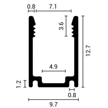 Profilis LED juostai, paviršinis, sidabrinis, baltas dangtelis, 29.8x20mm