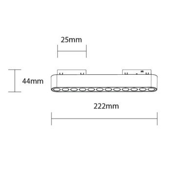LED magnetinis linijinis šviestuvas M05, 12W, su lęšiais, šilta balta šviesa