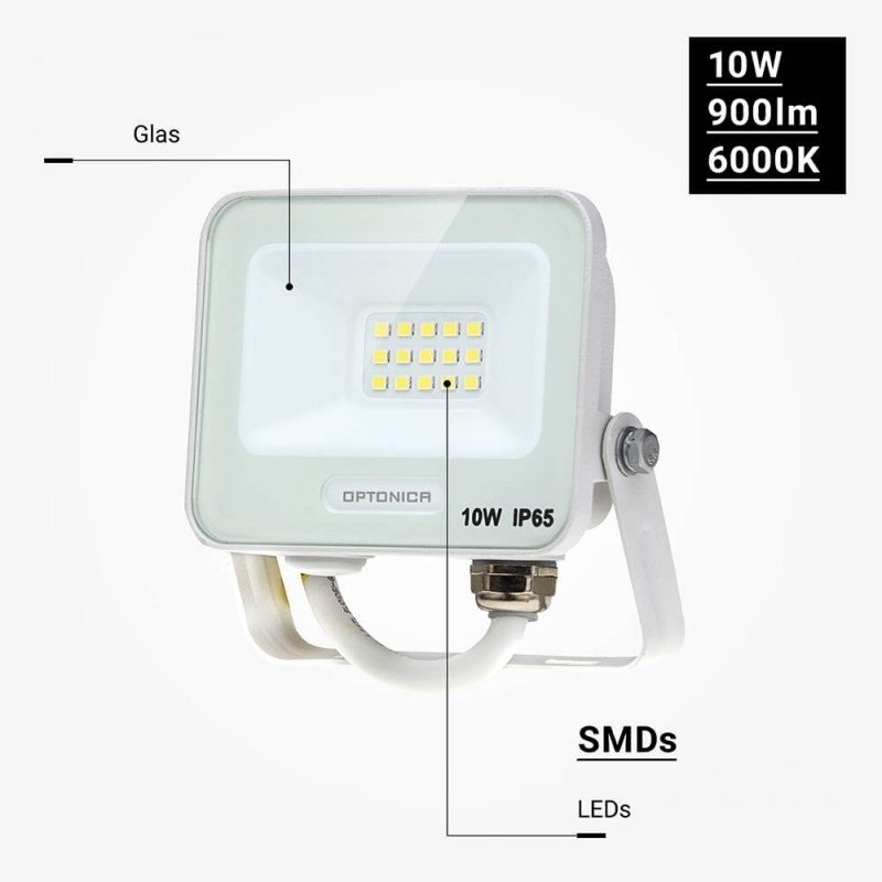 LED prožektorius, baltas, 90Lm/W, 10W, neutrali balta šviesa