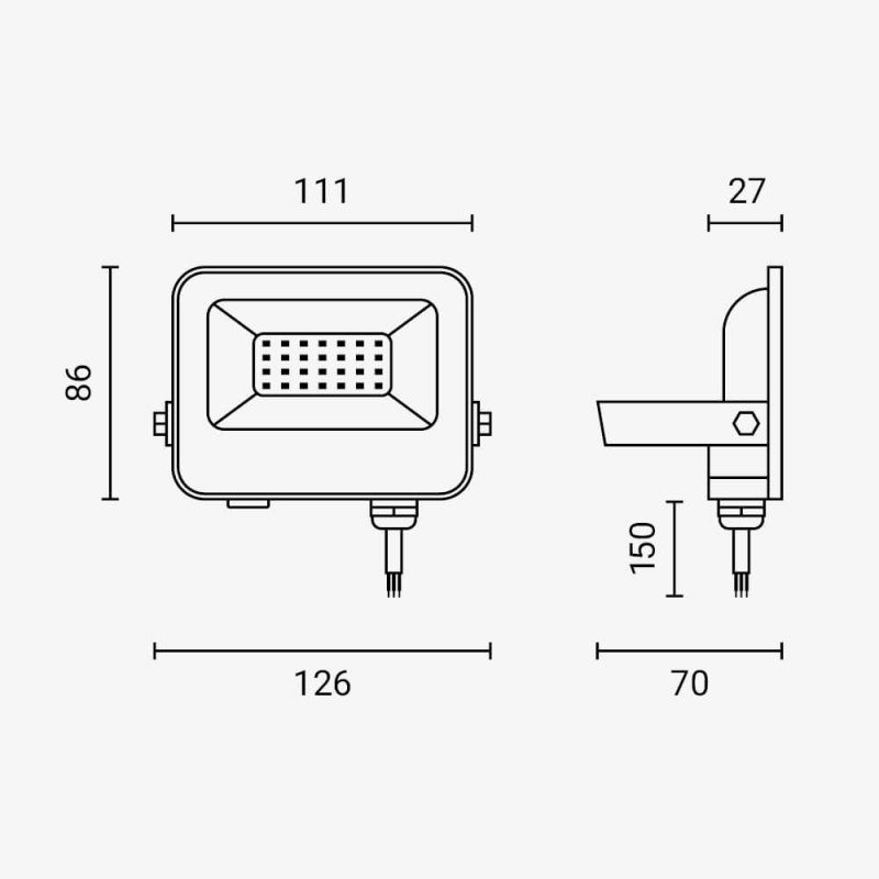 LED prožektorius, baltas, 90Lm/W, 20W, šilta balta šviesa
