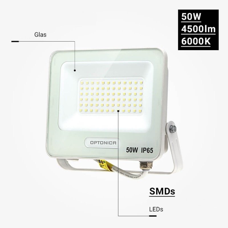 LED prožektorius, baltas, 90Lm/W, 50W, šalta balta šviesa