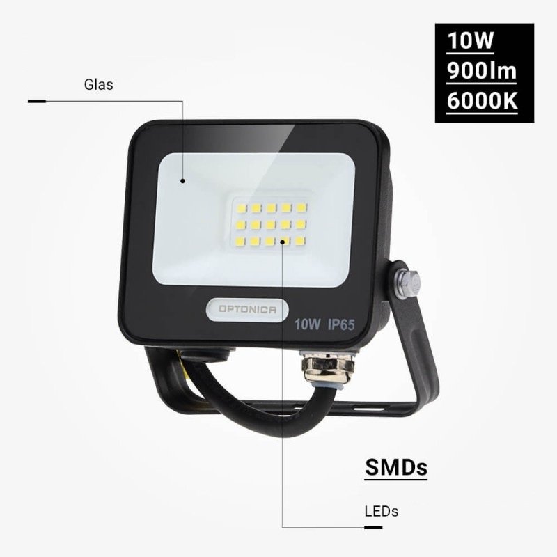 LED prožektorius, juodas, 90Lm/W, 10W, šilta balta šviesa LED prožektorius, juodas, 90Lm/W, 10W, šilta balta šviesa