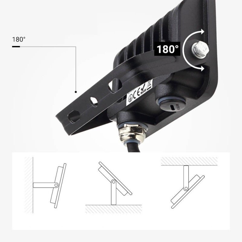 LED prožektorius, juodas, 90Lm/W, 10W, šilta balta šviesa LED prožektorius, juodas, 90Lm/W, 10W, šilta balta šviesa