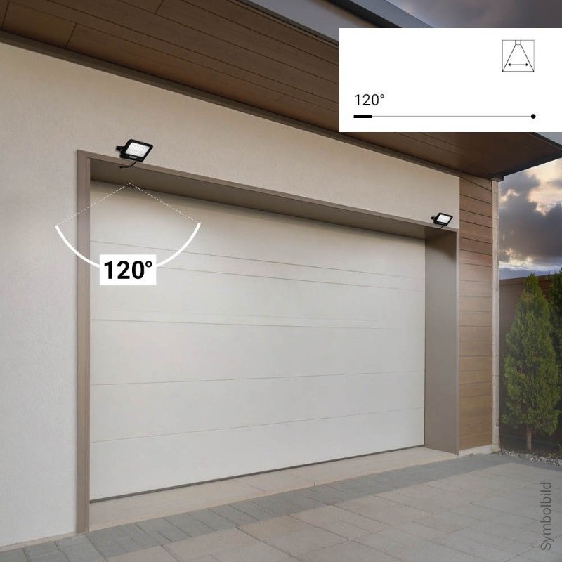 LED prožektorius, juodas, 90Lm/W, 30W, neutrali balta šviesa