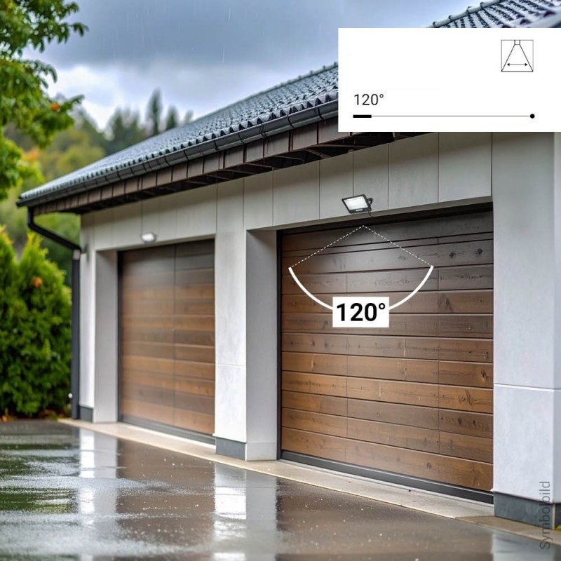 LED prožektorius, juodas, 90Lm/W, 100W, šalta balta šviesa