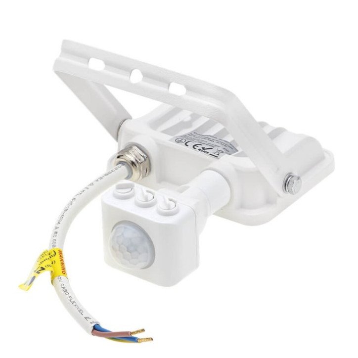 LED prožektorius, baltas, PIR jutiklis, 10W, 120°, šalta balta šviesa LED prožektorius, baltas, PIR jutiklis, 10W, 120°, šalta balta šviesa