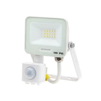 LED prožektorius, baltas, PIR jutiklis, 10W, 120°, neutrali balta šviesa