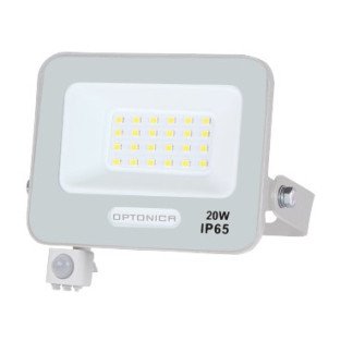 LED prožektorius, baltas, PIR jutiklis, 20W, 120°, šalta balta šviesa LED prožektorius, baltas, PIR jutiklis, 20W, 120°, šalta balta šviesa