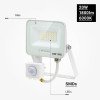 LED prožektorius, baltas, PIR jutiklis, 20W, 120°, šalta balta šviesa LED prožektorius, baltas, PIR jutiklis, 20W, 120°, šalta balta šviesa