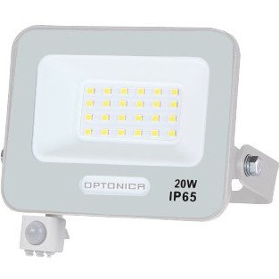 LED prožektorius, baltas, PIR jutiklis, 20W, 120°, šilta balta šviesa