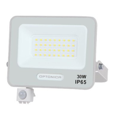 LED prožektorius, baltas, PIR jutiklis, 30W, 120°, neutrali balta šviesa LED prožektorius, baltas, PIR jutiklis, 30W, 120°, neutrali balta šviesa