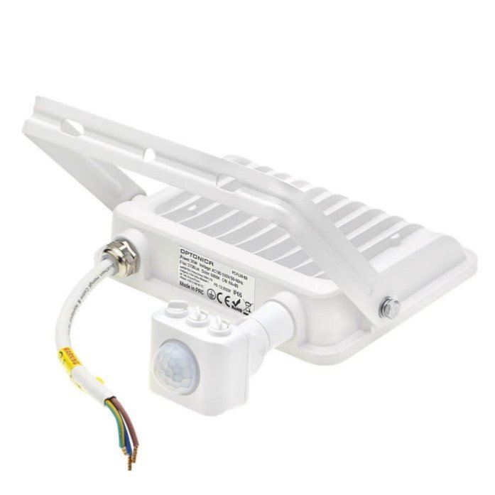 LED prožektorius, baltas, PIR jutiklis, 30W, 120°, neutrali balta šviesa LED prožektorius, baltas, PIR jutiklis, 30W, 120°, neutrali balta šviesa