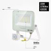 LED prožektorius, baltas, PIR jutiklis, 30W, 120°, šilta balta šviesa LED prožektorius, baltas, PIR jutiklis, 30W, 120°, šilta balta šviesa
