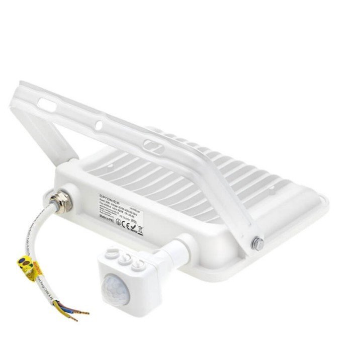 LED prožektorius, baltas, PIR jutiklis, 50W, 120°, neutrali balta šviesa