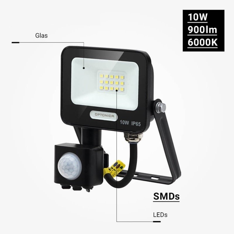 LED prožektorius, juodas, PIR jutiklis, 10W, 120°, neutrali balta šviesa LED prožektorius, juodas, PIR jutiklis, 10W, 120°, neutrali balta šviesa