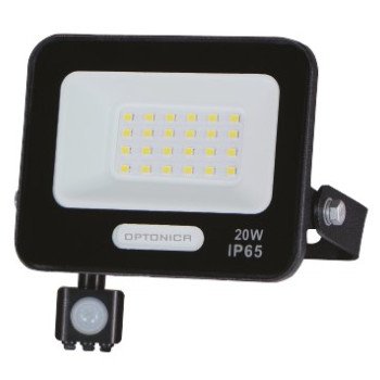 LED prožektorius, juodas, PIR jutiklis, 20W, 120°, šalta balta šviesa