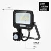 LED prožektorius, juodas, PIR jutiklis, 20W, 120°, šilta balta šviesa LED prožektorius, juodas, PIR jutiklis, 20W, 120°, šilta balta šviesa